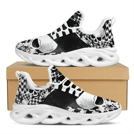 

Doginthehole Flat Casual Ladies Vulcanized Shoes Punk Skull Print Lace Up Breathable Sneakers Comfortable Jogging Shoes Footwear