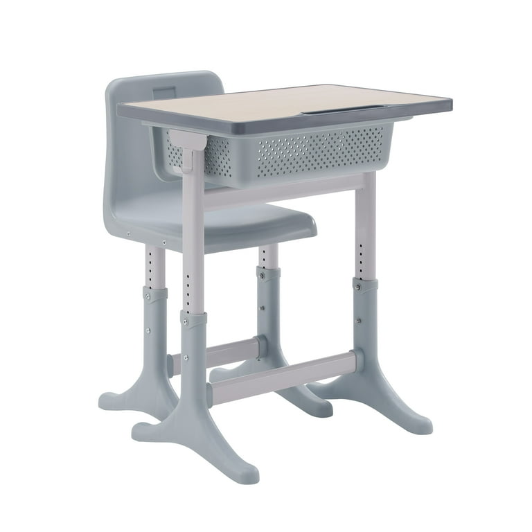 Linon Simpson Children s Adjustable Student Desk and Chair Set Gray