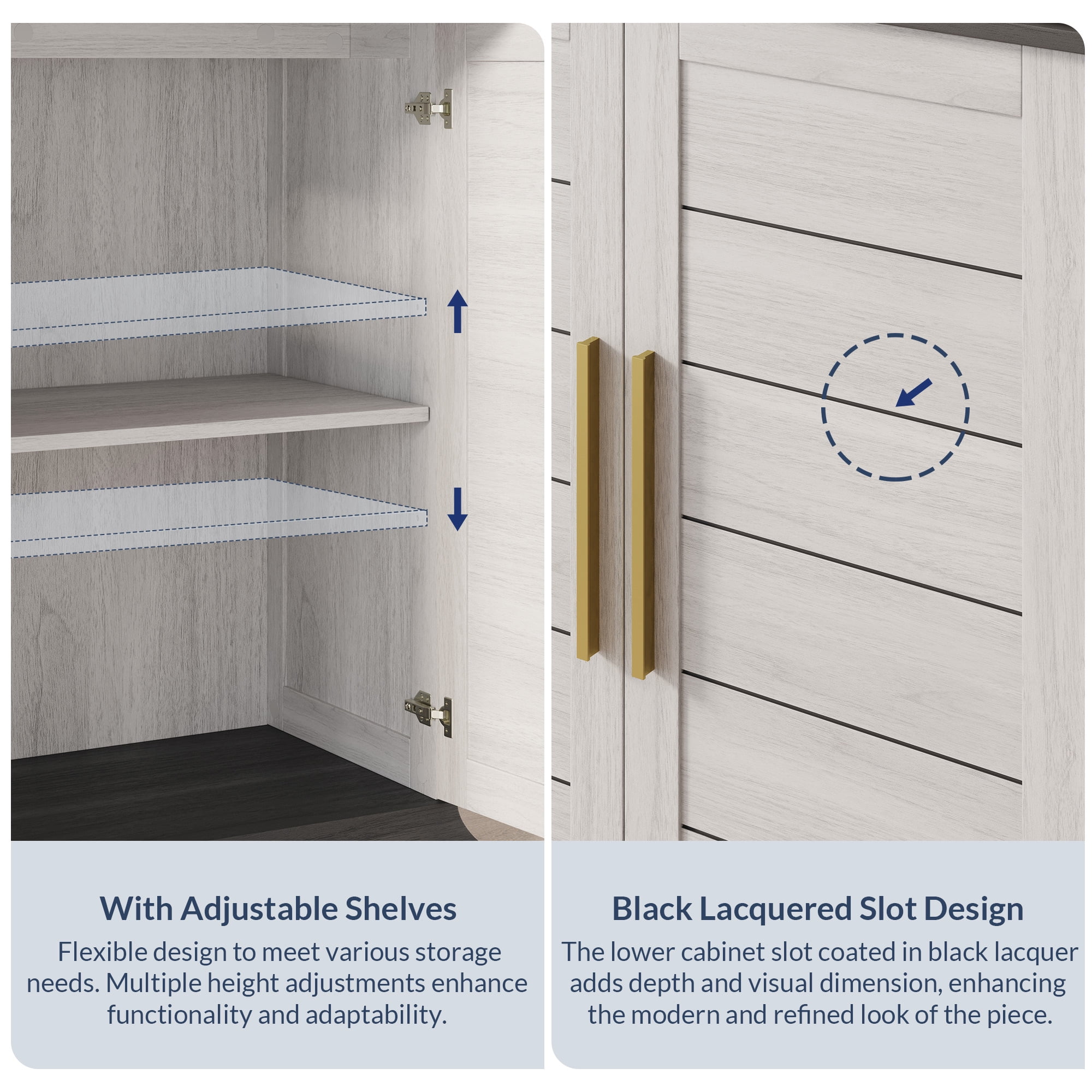 BELLEZE 72" Tall Kitchen Pantry, Large Storage Cabinet With Doors and Shelves, 2 Built-in Drawers, Freestanding Corner Hutch Cabinet With Storage For Kitchen,Dining Room and Living Room (White)