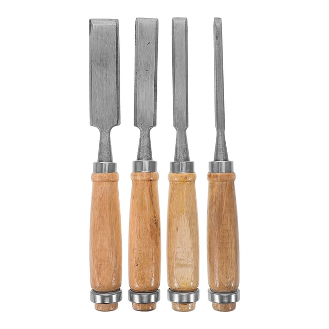 KAKOWELY mortise chisel Carving Chisel Set 4pcs Flat Tip Metal Chisel With Wood Handles Diy Carving Craft Tool Handheld Engraving Carving Tool For Carving Shaping Sculpting