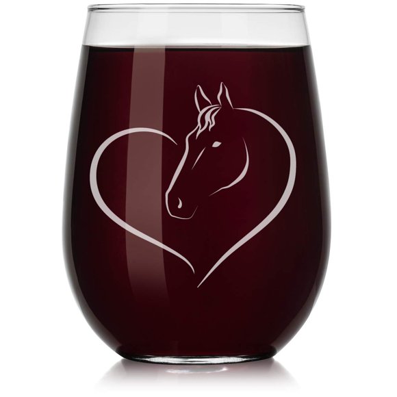 Or Something Wine Glass Heart Horse (Stemless, 17oz)