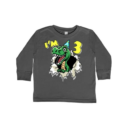 

Inktastic I m 3 Dinosaur Gift Toddler Boy or Toddler Girl Long Sleeve T-Shirt