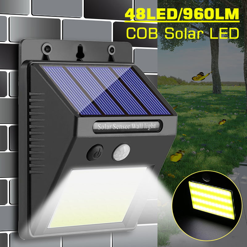 48 LED Solar Power PIR Motion Sensor Wall Light COB Outdoor Waterproof Yard Path 