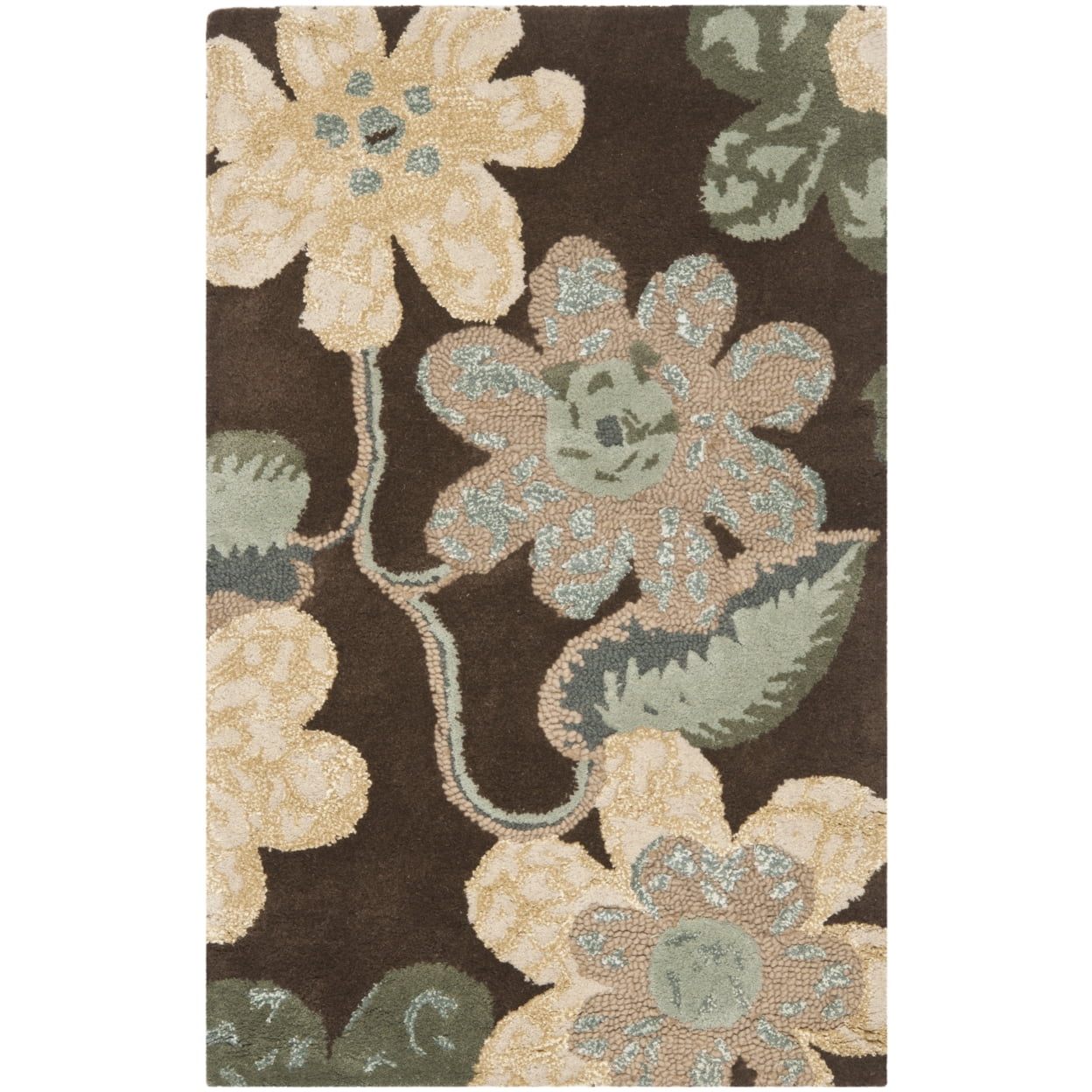 SAFAVIEH Bella Dayna Floral Flowers Wool Area Rug, Brown/Multi, 8' x 10'