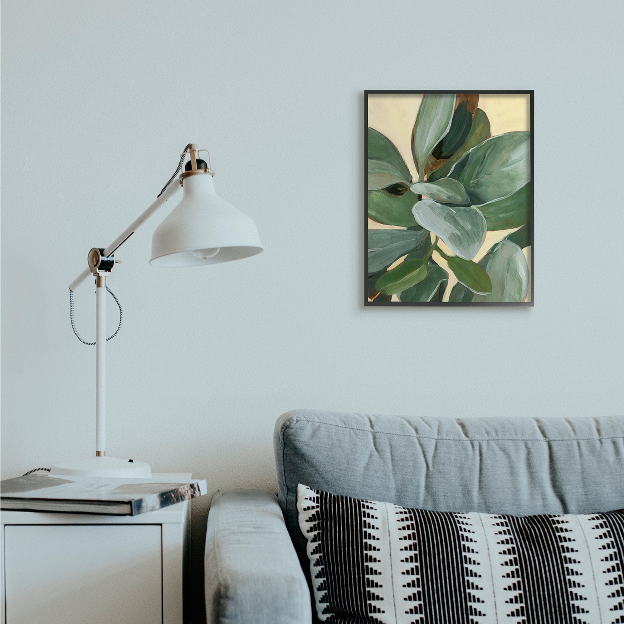 Stupell Industries Potted Plant Study Full Green Leaves Black Framed, 16 x 20, Design by Annie Warren