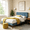 Blue01, variant on Gewnee Full Size Velvet Upholstered Platform Bed Frame with Tufted Headboard & Wood Slats, Blue for Bedroom