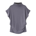 thumbnail image 1 of Blouse Décontractée en Coton à Manches Courtes Col Roulé pour Femmes, T-shirt Grande Taille, 1 of 2