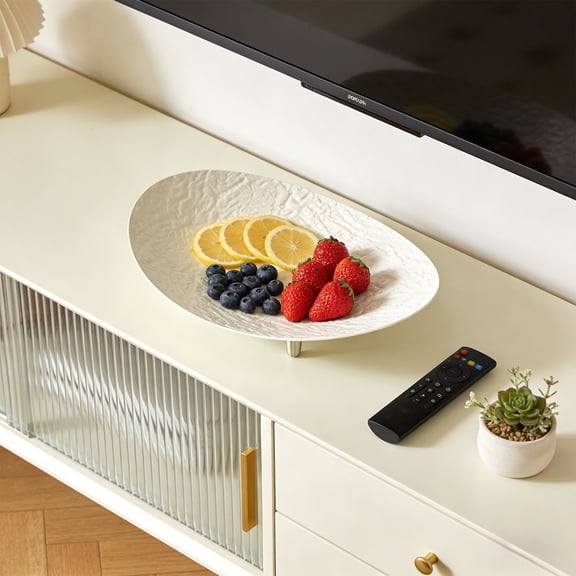 Eolstice Glacier Patterned Desktop Fruit Tray, Home Living Room Coffee Table Fruit Bowl for Snack and Dried Fruit Bowl, Ideal Family Decorations, Serving Platter(White)