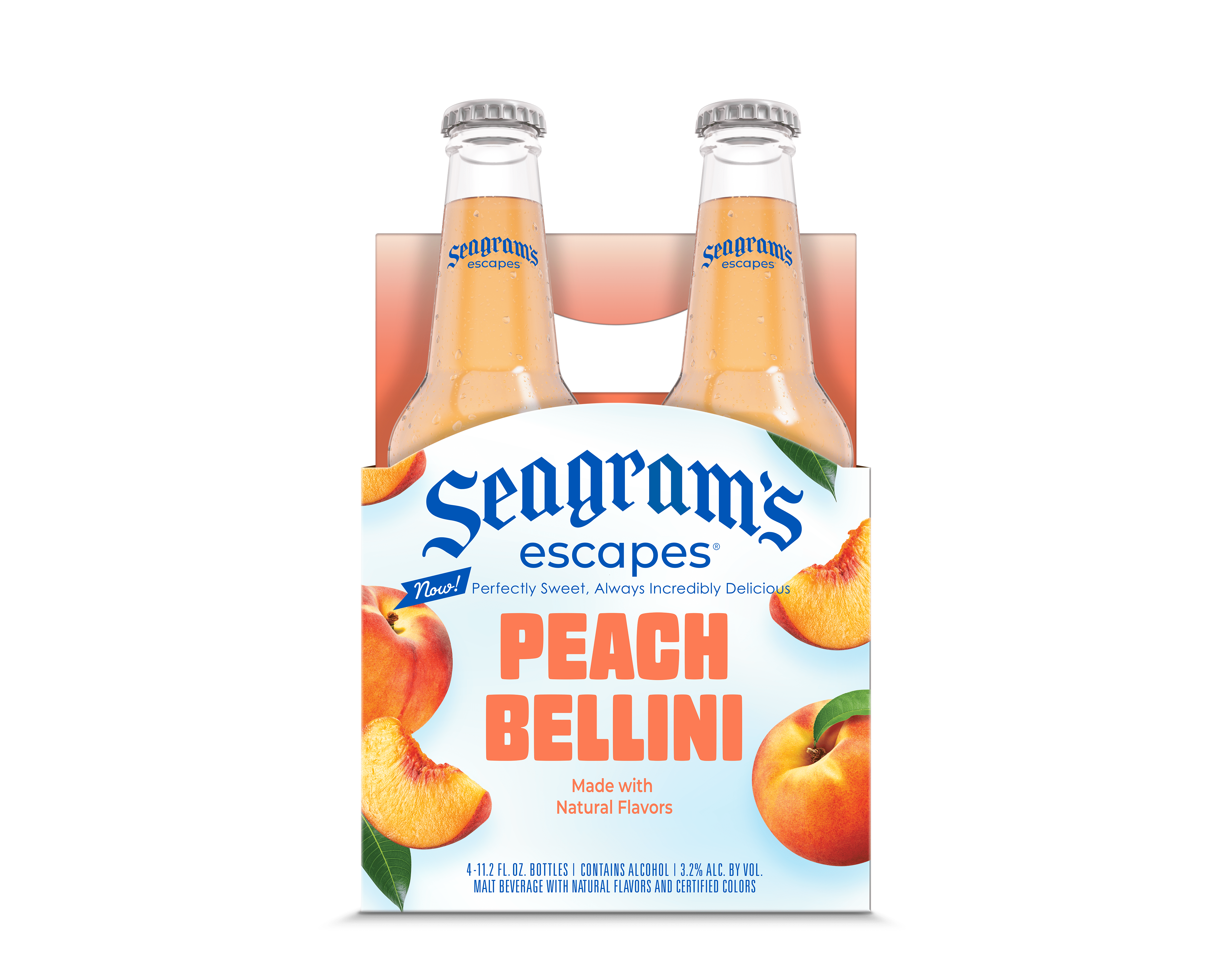 Seagram's Escapes Peach Bellini - 4 pack, 11.2 fl oz Bottles