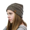 thumbnail image 3 of NYfashion101 Exclusive Unisex Two Tone Warm Cable Knit Thick Slouch Beanie Cap - Camel/Gy/Bk, 3 of 4