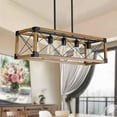 thumbnail image 5 of Kitchen Island Light,5-Light Farmhouse Chandeliers Black Brass Island Lighting Dining Room Pendant Light Fixtures with Clear Glass Shades Rectangular Hanging Lighting for Kitchen (31.5"Lx10.2"W x 33, 5 of 8