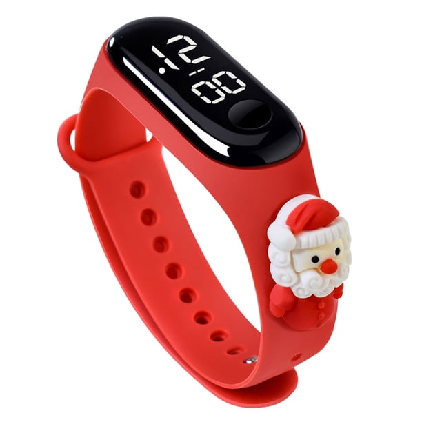 Reloj electrónico LED de muñeca navideña para niños y niñas, relojes LED digitales de moda, reloj de pulsera de silicona con correa ajustable.