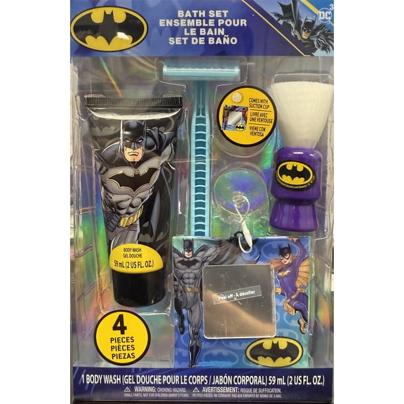 Batman Fake Shaving Kit, Body Wash, Fake Razor, Mirror, Shaving Brush - Bath Set