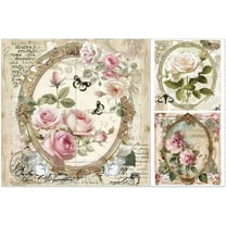 3pcs/Set Rose Rub on Transfers for Furniture and Crafts 6x12 inch Vintage Photo Frame Decor Transfer Stickers Floral Rub on Decals for Wood Furniture Scrapbooking Home Decorations