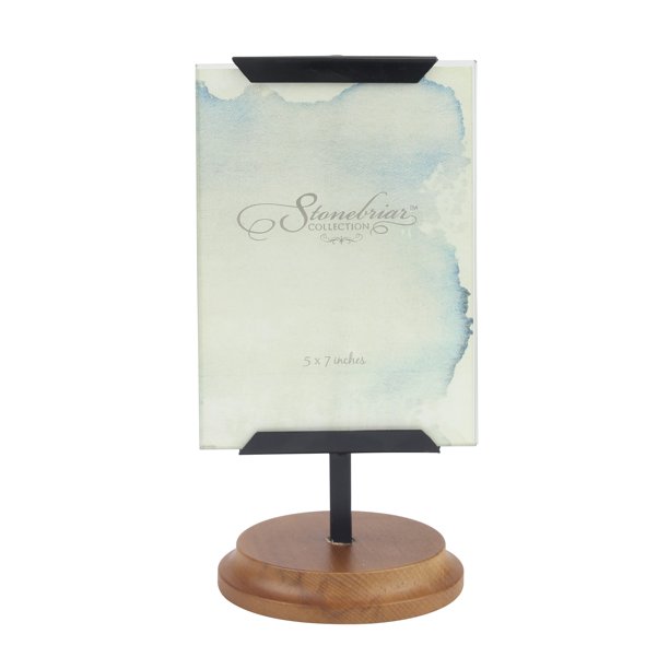 Stonebriar Collection Metal Pedestal Photo Frame with Wooden Base