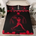 thumbnail image 2 of Homewish Teens Baseball Print Full Size Sheets, Black Crismon Abstract Bed Sheets, Cartoon Sports Theme Sheet Sets, Microfiber Bedroom Decor, 4 Pieces, 2 of 7