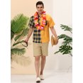 thumbnail image 3 of Lars Amadeus Camisa a cuadros de manga corta con botones de patchwork a cuadros de verano para hombre Amarillo L, 3 of 6
