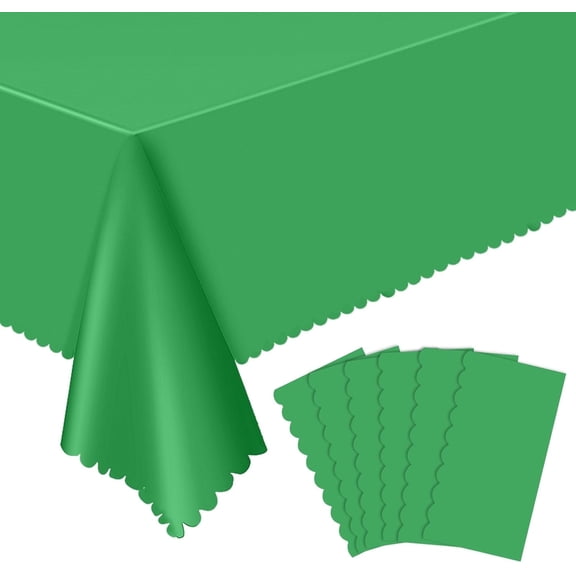 6 Pack Green Plastic Tablecloth, 54 x 108 inch Tablecloths Disposable Green Table Cloth for Rectangle Golf Party Decoration, Waterproof Table Cover for BBQ Picnic