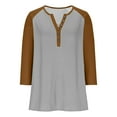 thumbnail image 6 of Weiqiqre Women Clothing 3/4 Sleeve Shirts for Women Crewneck Button Down Tunic Tops Raglan T Shirt, 6 of 9