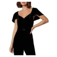 thumbnail image 1 of JOIE Womens Black Flutter Sleeve Sweetheart Neckline Cocktail Button Up Top 2, 1 of 1