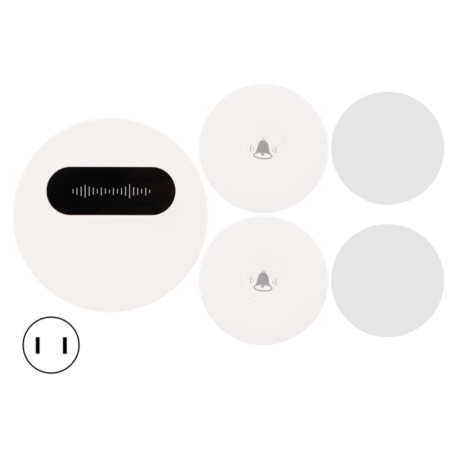 Timbre inalámbrico autogenerador, 1 receptor, 2 pulsadores, Kit de timbre de puerta sin batería para el hogar, enchufe estadounidense