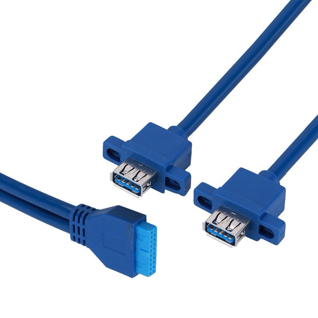 Usb Mount Cable Usb3.0 Panel Cable Usb3.0 19Pin To 2Af Front Motherboard Panel Mount Cable With Screw Hole 0.3 M