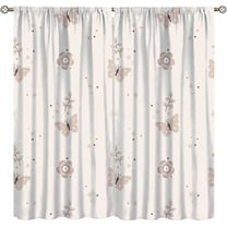 Boho Butterfly Curtains Colorful Moon Butterfly Bohemian Mandala Black Living Room Curtains for Boys Girls Teenagers Room Decoration 52x84 Inch