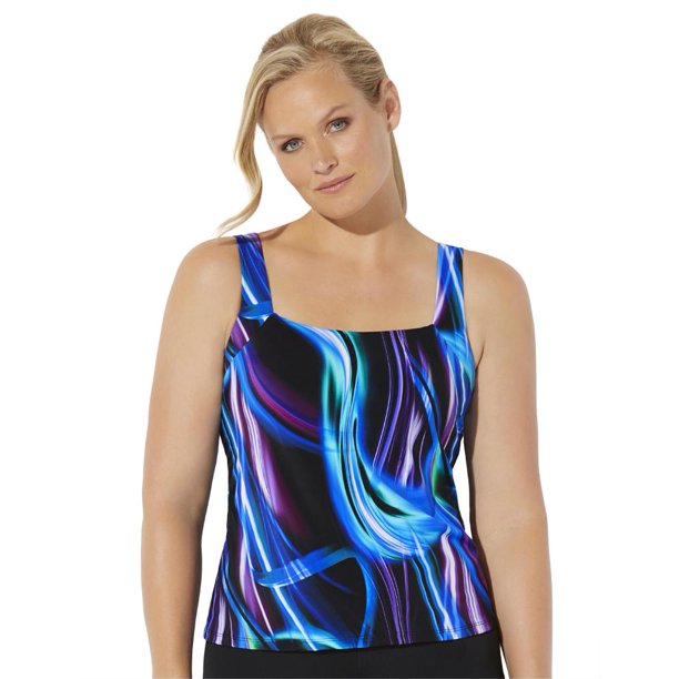 Swimsuits For All Women's Plus Size Chlorine Resistant Square Neck