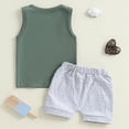 thumbnail image 4 of TOWED22 Baby Toddler Boy Sleeveless Tank Shirt + Adorable Graphic Shorts 2pcs Summer Clothing Casual Outfits Set(Green,2-3 Y), 4 of 5