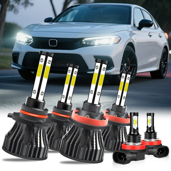 For Honda Civic 2016-2021 Led Headlights 20000LM 9005 High Beam H11 Low Beam H11 Fog Light Led Bulbs 6pc
