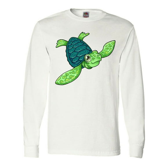 Inktastic Sea Turtle with Swirls Long Sleeve T-Shirt