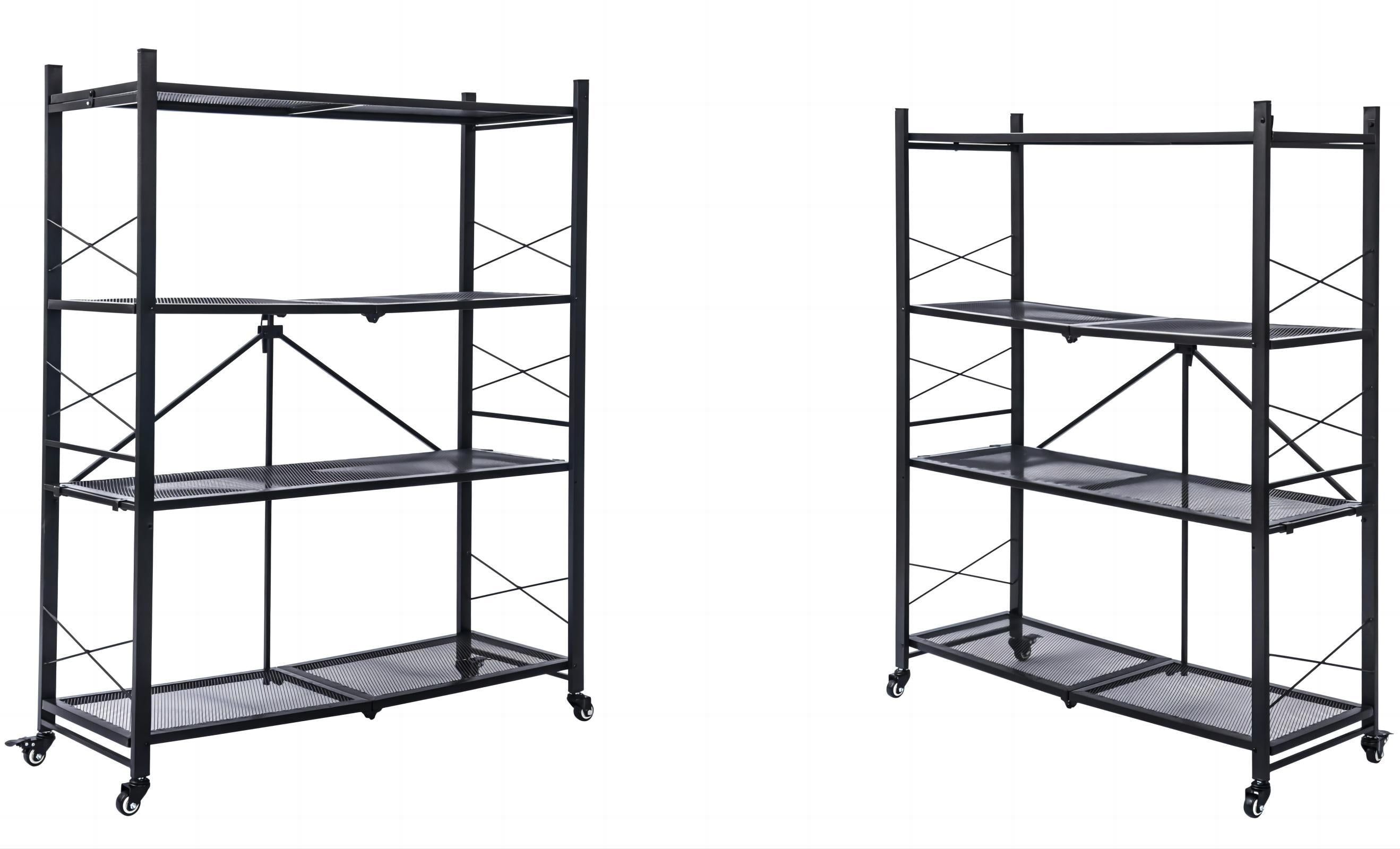 Grezone Foldable Shelves two of 4 Tier Heavy Duty Metal Storage Shelves