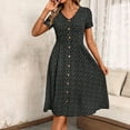thumbnail image 6 of PFRNLF Summer Dresses for Women Short Sleeve Casual V Neck Swing Button Down Flowy Dress, 6 of 6