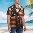 thumbnail image 3 of Balery Deer American Flag Vintage Camisas hawaianas de manga corta para hombre, camisas playeras de corte holgado, camisas de vacaciones con botones,Small, 3 of 7