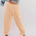 thumbnail image 6 of cFmduc Women's Striped Wide Leg Pants Elastic Waist Ruffle Hem Pants Casual Loose Trousers with Pockets, 6 of 9
