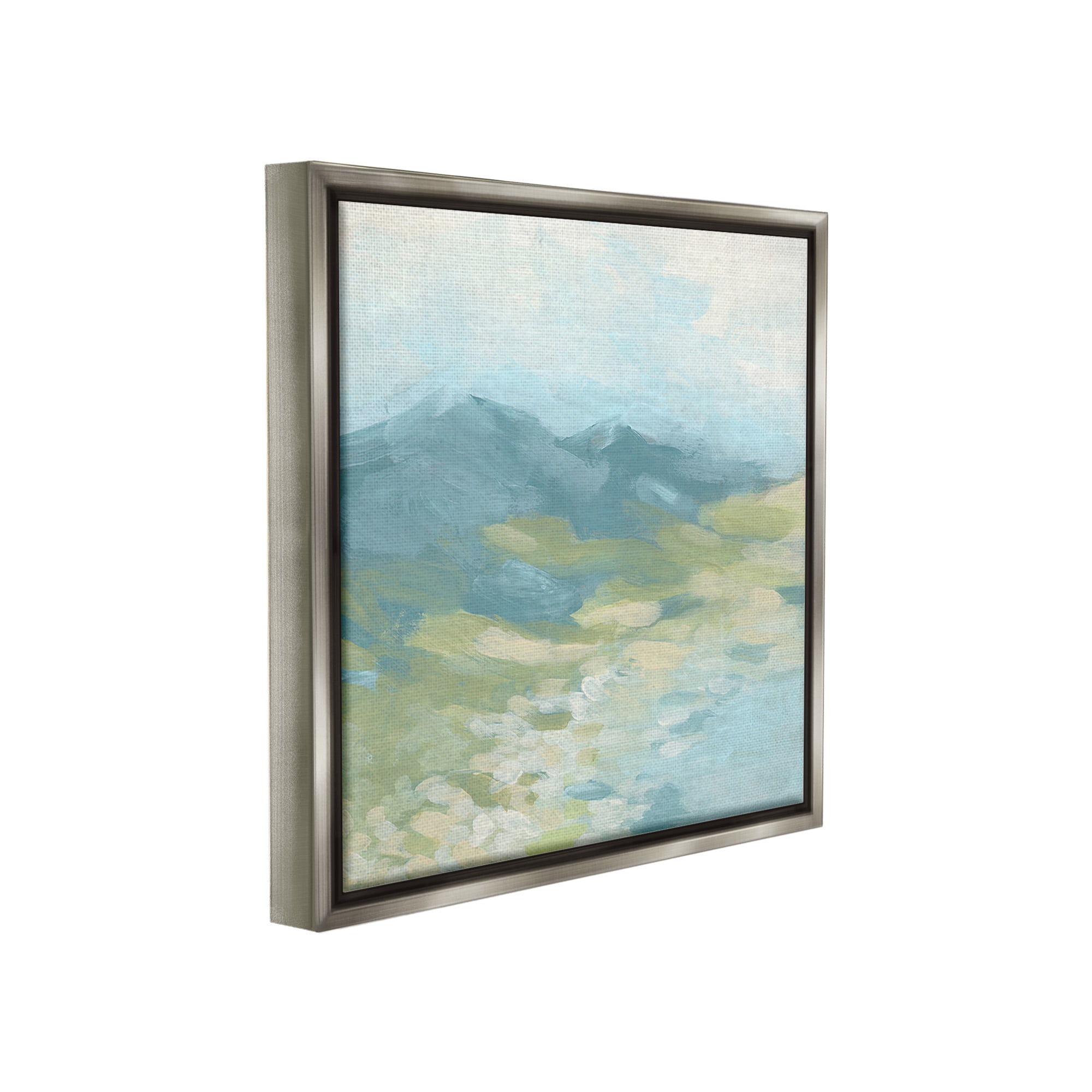Stupell Industries Misty Mountain Valley Landscape Painting Gray Floater Framed Canvas Art Print Wall Art, 25 x 25