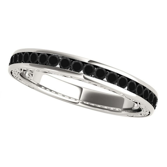 Aonejewelry 14K White Gold 0.50 Ct. Ttw Black Diamond Channel Set Wedding Band