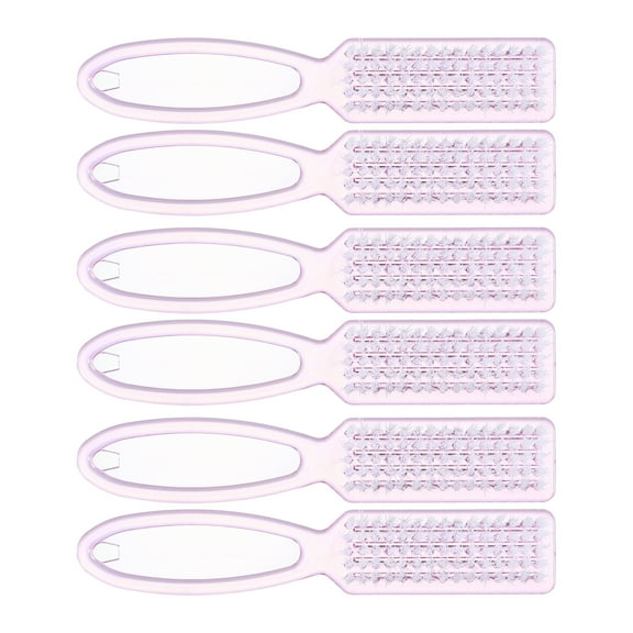 Unique Bargains 6 Pcs Fingernail Cleaner Nail Brush Fingernail Cleaning Tools with Plastic Handle Clear Pink