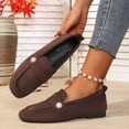 thumbnail image 5 of Miluxas Womens Suede Loafers Slip On Ballet Flats Pearl Decor Comfortable Lightweight Walking Shoes Low Top Square Toe Shoes Brown 6.5(38), 5 of 9
