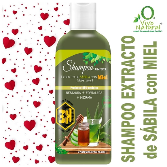 Shampoo 3H Miel y Derivados con Extracto de Sábila y Miel 500 ml Restaura Fortalece e Hidrata