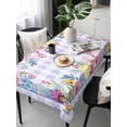 thumbnail image 2 of Easter Rectangle Tablecloth, Watercolor Eggs Flowers Berry Plants Purple Plaid Waterproof & StainResistant Tablecloth, Washable Oil-proof Table Cover for Dining/Party/Wedding/Camping/Buffet 60x120 In, 2 of 9