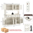 thumbnail image 2 of ANPOO 71" Tall Farmhouse Kitchen Pantry Cabinet with LED Light, Power Outlet & 4 Doors with Door-mounted Storage, Large Freestanding Storage Hutch with Open Countertop for Dining Room, Living Room, 2 of 9