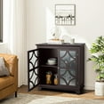 thumbnail image 3 of Costway Kitchen Storage Cabinet Buffet Sideboard w/ Glass Doors & Adjustable Shelf Brown, 3 of 10