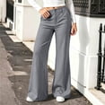 thumbnail image 5 of Karymi Jeans for Women Solid Double Button Zip Fly Flare Pants, High Waist Casual Bootcut Trousers with Pockets, 5 of 6