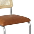 thumbnail image 3 of Pemberly Row Cane Back Vegan Leather Bar Height Stool (Set of 2) in Brown, 3 of 4