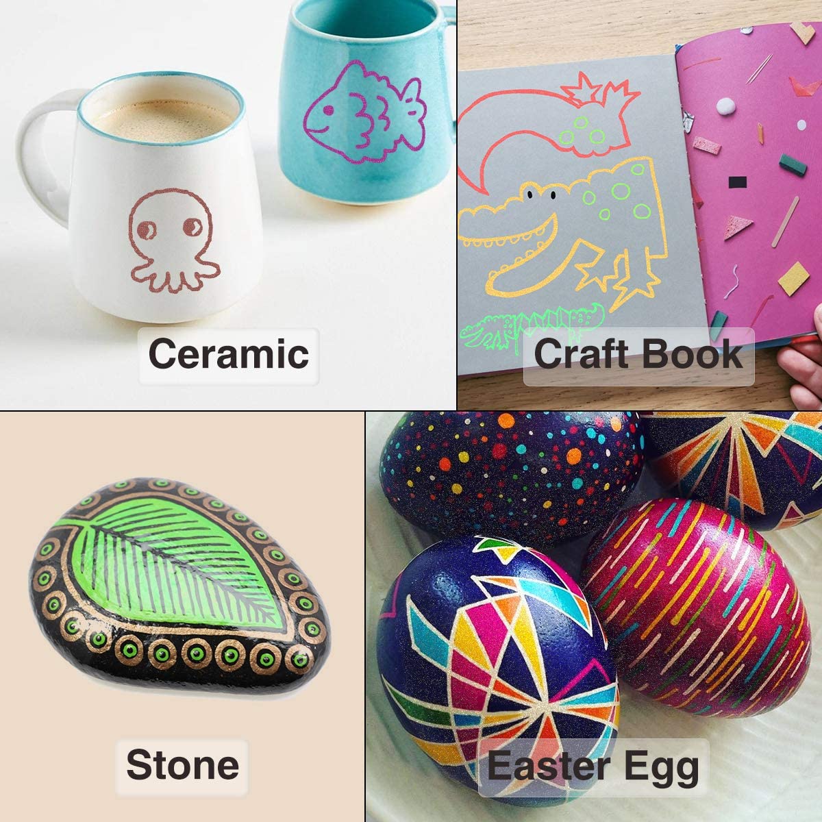 Metallic Paint Markers, 20 Colors Paint Pen Craft Markers for Art, Rock Painting, Photo Albums, Scrapbooking, Black Paper, Mug, Wood, Easter Eggs, Drawing & Adult Art Supplies