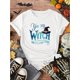 thumbnail image 1 of Women's Halloween T-Shirt - Funny Witch Costume Party Outfit with "You Say Witch Like It's a Bad Thing" Slogan - Olive Green Graphic Tee - Perfect for Halloween Party, Casual Attire & W, 1 of 6