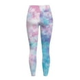 thumbnail image 6 of Renewold Butterfly Tie-dye Blue Violet Leggings with Pockets for Women Athletic Tights Compression Leggings High Waisted Butt Lifting Printed Pants Comfy Womens Yoga Leggings, M, 6 of 8