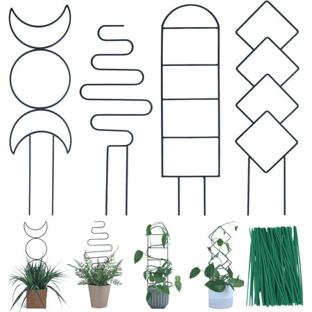 Indoor Plant Trellis for Climbing Plants 16inch Small Garden Metal Trellis for Potted Plants Outdoor with Different Patterns for Vine Ivy Flower Plant Support 4 Pack Indoor Plant Trellis for Climbing Plants 16inch Small Garden Metal Trellis for Potted Plants Outdoor with Different Patterns for Vine Ivy Flower Plant Support 4 Pack