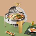 thumbnail image 4 of 6.34Qt Roll Top Chafing Dish Buffet Set, Stainless Steel Round Chafer Food Warmer with Fuel Holder and Clear Lid for Catering Parties Events (Silver), 4 of 9